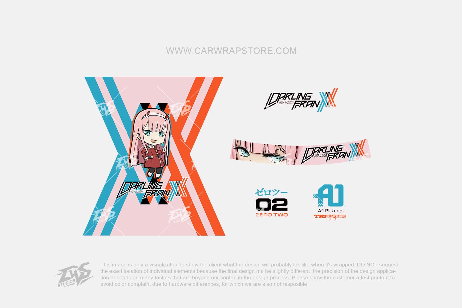 Zero Two DARLING in the FRANXX ITASHA anime car wrap vinyl stickers Fit  With Any Cars