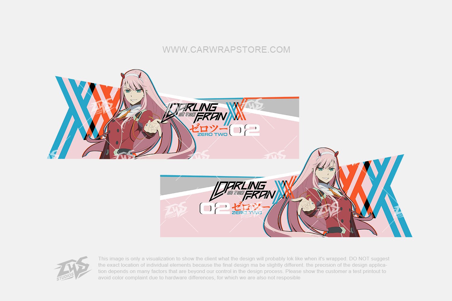 Zero Two DARLING in the FRANXX ITASHA anime car wrap vinyl stickers Fit  With Any Cars