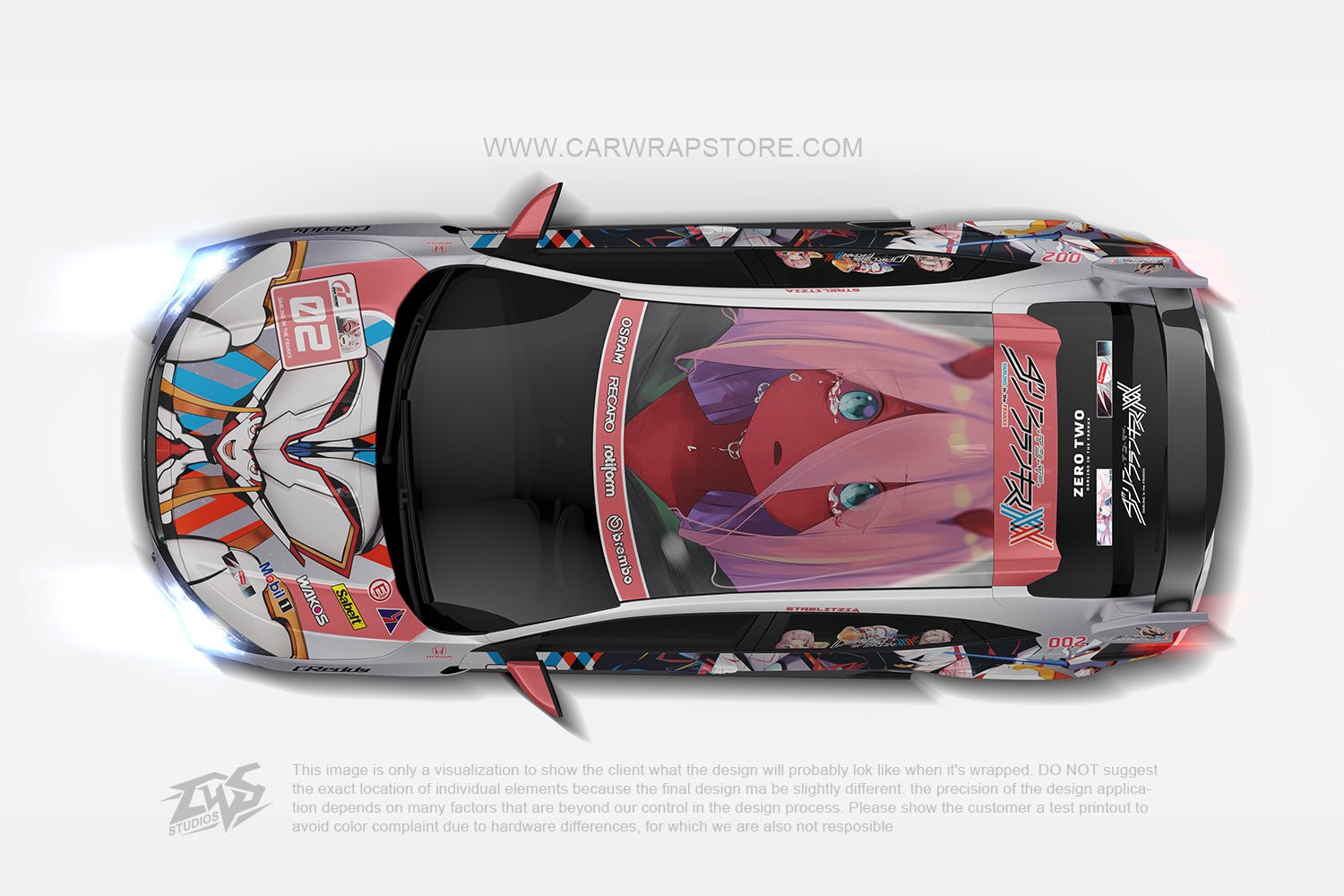 Zero Two DARLING in the FRANXX ITASHA anime car wrap vinyl stickers Fit  With Any Cars